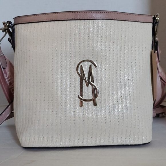 Steve Madden Bag Pink BMayor Raffia Crossbody Shoulder Handbag Tote WOMEN'S - Picture 3 of 16